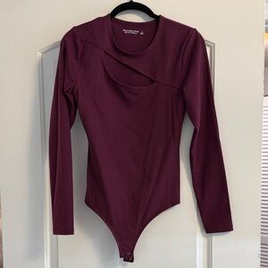 Burgundy Long Sleeve Abercrombie Bodysuit